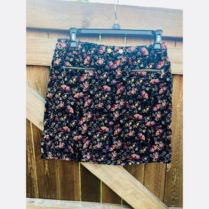 2017 Floral Print Velvet Skirt